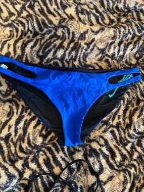 Calavera Blue and Black Cutout Adjustable Bikini Bottoms